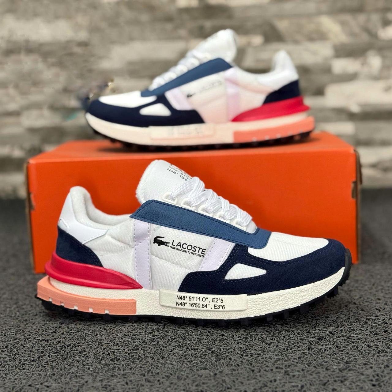 Tenis Lacoste Caballero Amc Blanco Azul